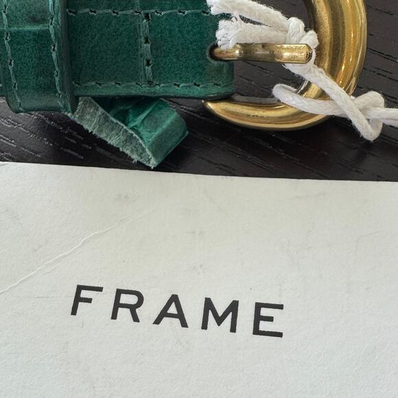 Frame Petite Timeless Buckle Belt Pine Croc Green with Gold Hardware - Picture 7 of 8